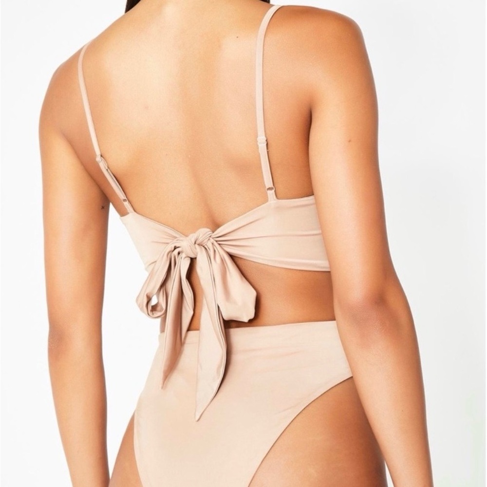 Tiger Mist Nude Bodysuit with Back Tie